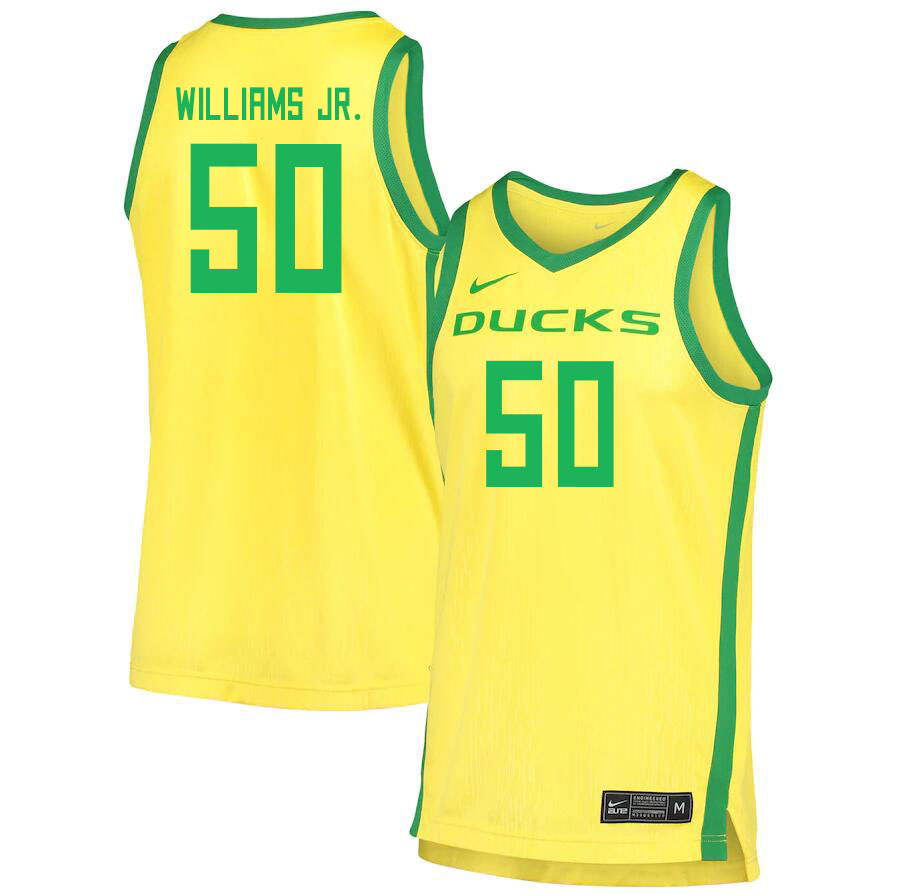 Men #50 Eric Williams Jr. Oregon Ducks College Basketball Jerseys Sale-Yellow - Click Image to Close